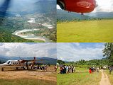 1 3 Landing At Tumlingtar Airport The flight from Kathmandu took just 40 minutes to land on the grass strip at Tumlingtar (355m), located on a shelf above the Arun River. I met the rest of our crew: Palde climbing Sherpa, Pemba Rinji cook, Pasang cooks helper Tenzing porter, and Pal Dorje porter. We waited for our luggage to be wheeled across the field and had a quick lunch.
